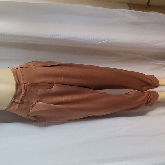 INTERMIX Raleigh 100% Silk Tapered Pants Ankle Zip Tailored Pleated Size 10 - Picture 2 of 14